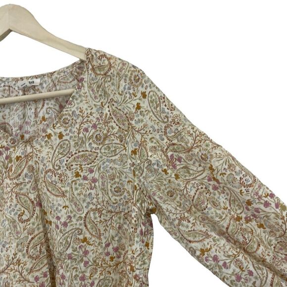 ANA A New Approach X-Small Peasant Botanical Top Boho V-Neck Cotton Rayon Womens - Picture 8 of 15